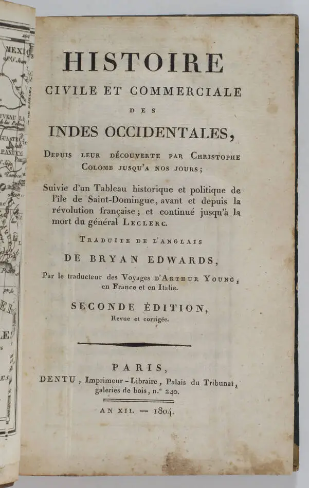 EDWARDS - Histoire des Indes occidentales - 1804 - Carte - Photo 2, livre ancien du XIXe siècle